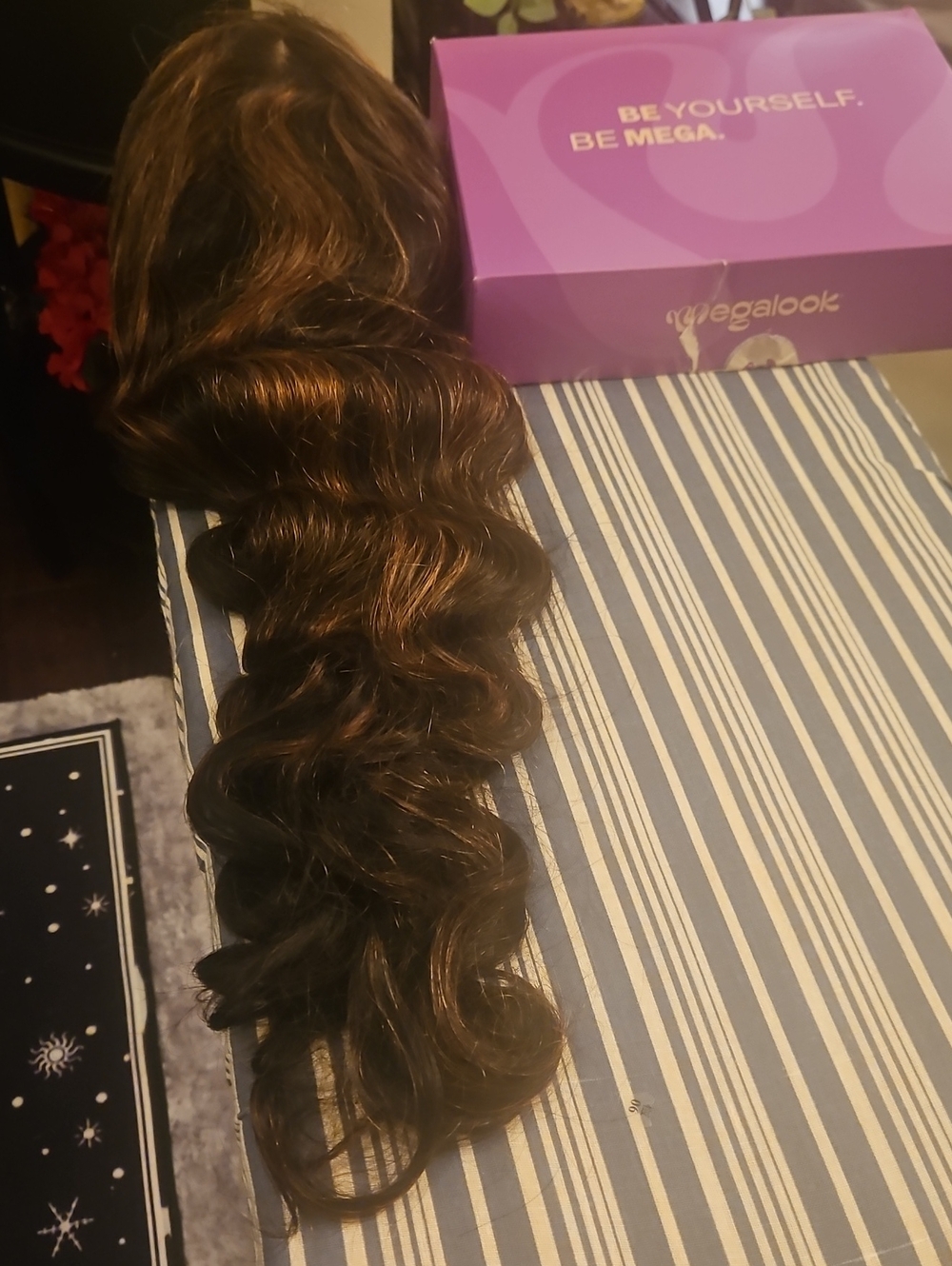 Brown with Caramel Highlights Curly Women's Wig
